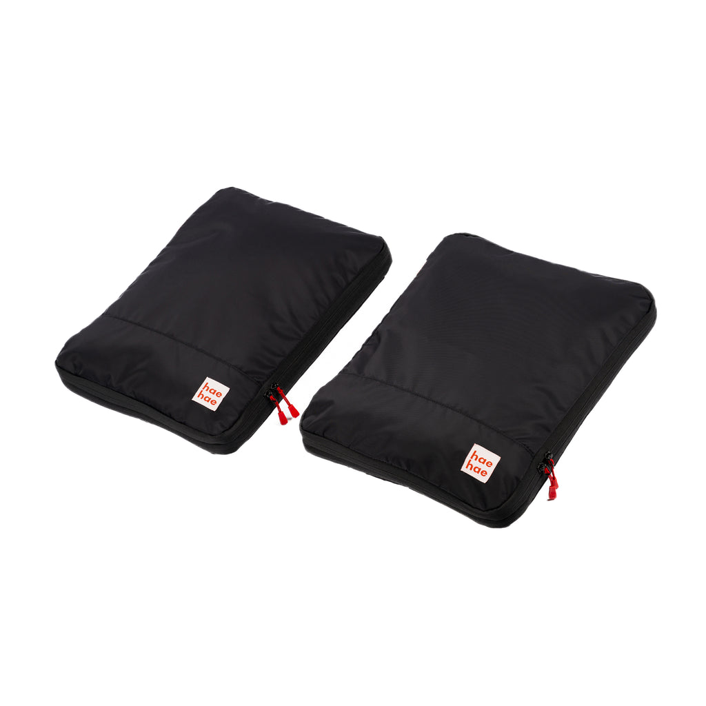 hae hae compression packing cube using dual zip system to reduce clothing volume, ink 2 pack