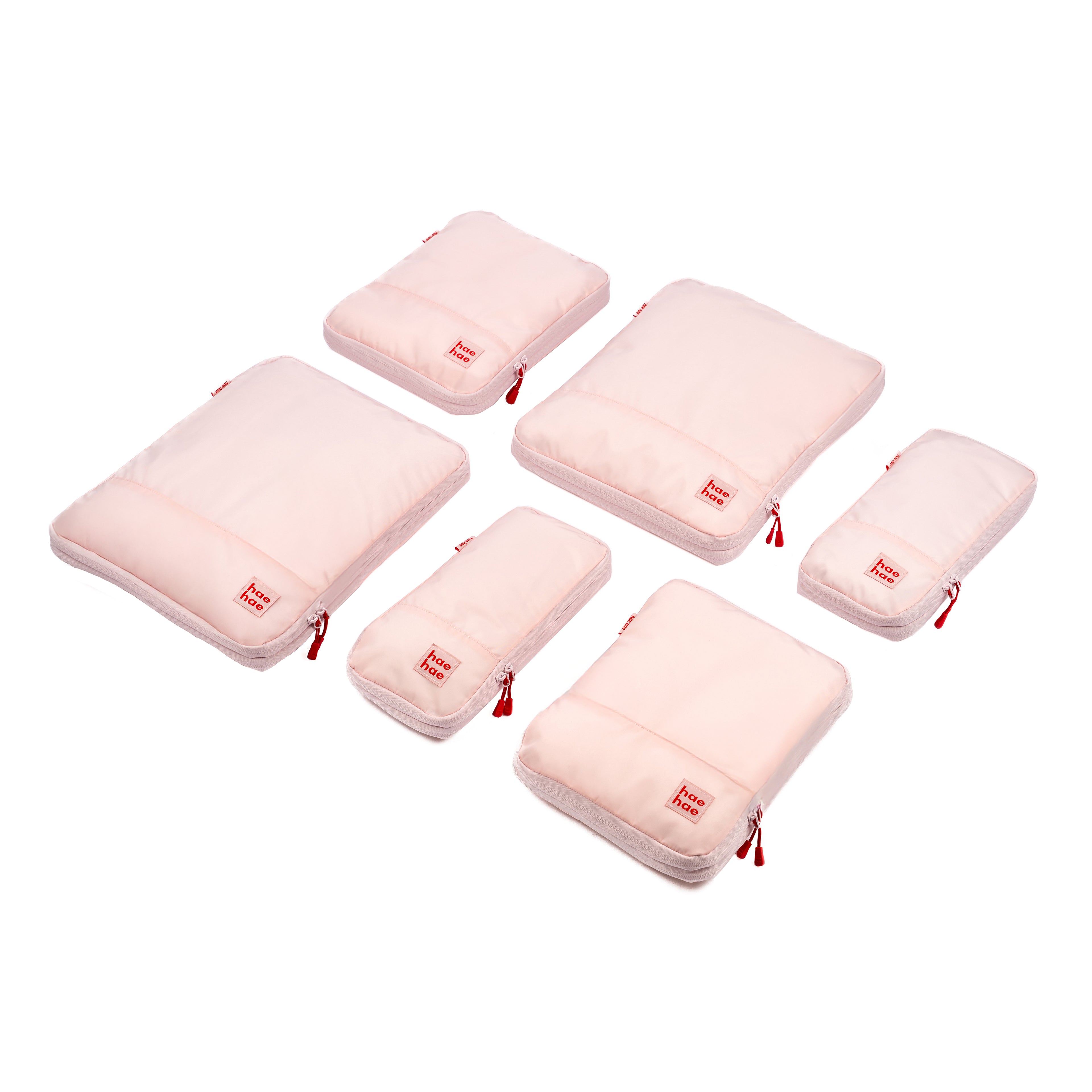hae hae compression packing cube using dual zip system to reduce clothing volume, blossom 6 pack