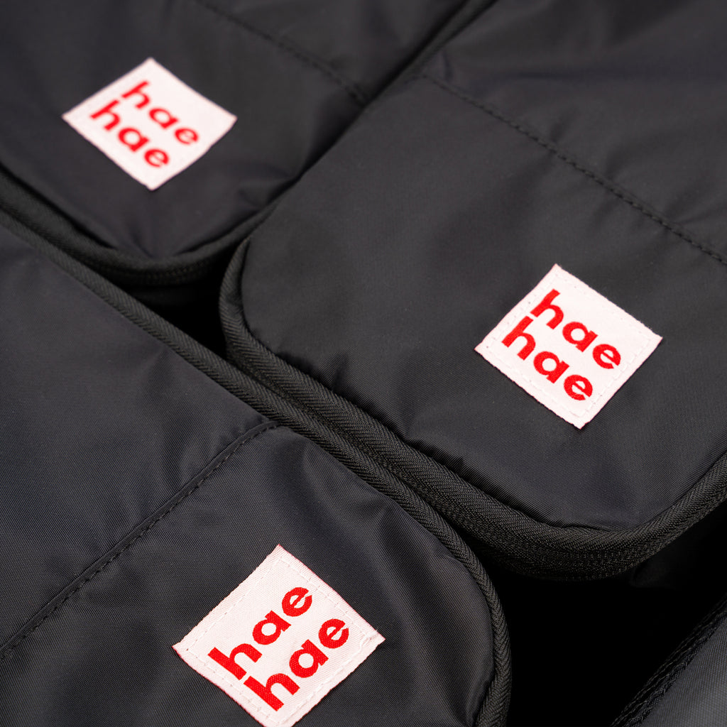 close up of hae hae compression packing cubes in ink