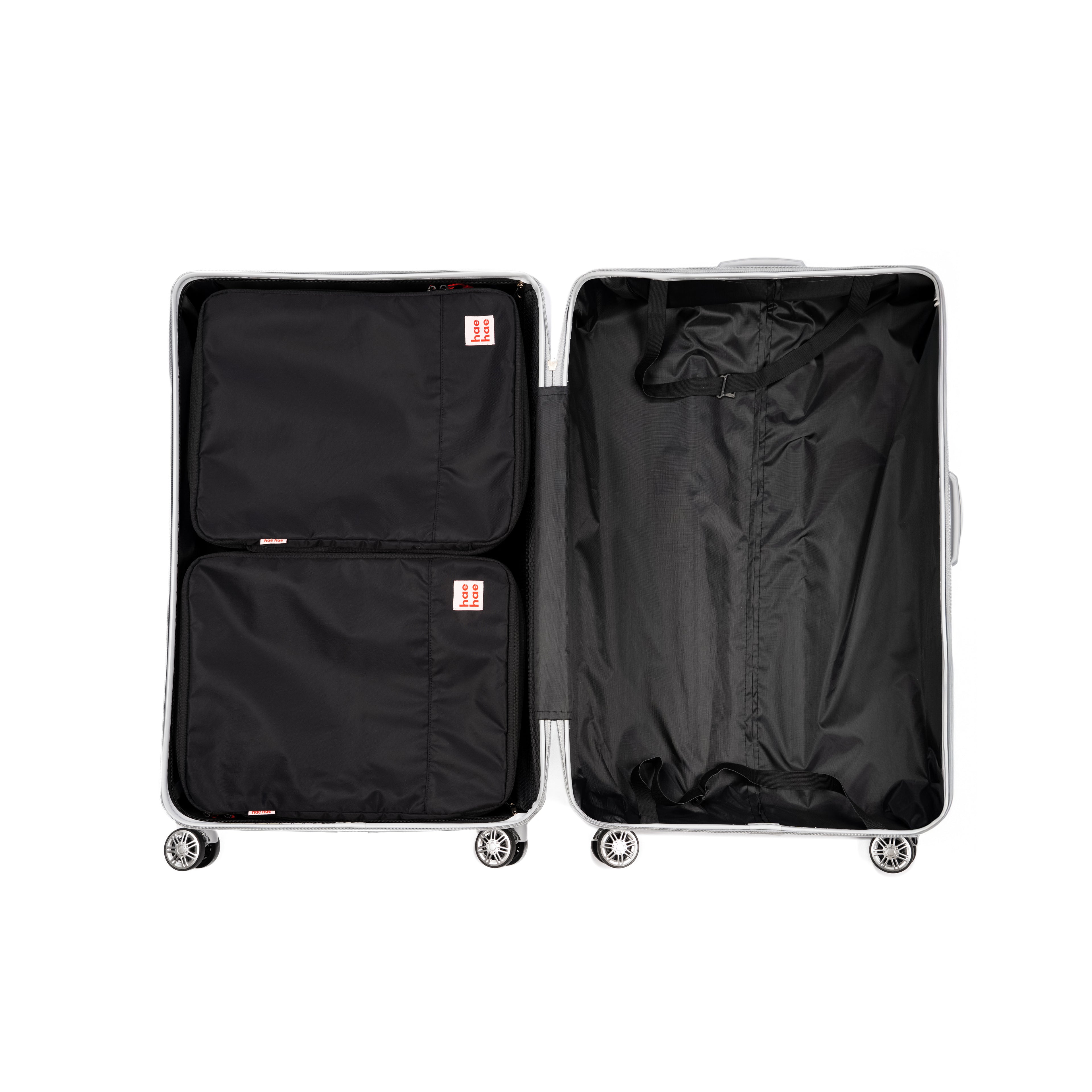 hae hae Ink compression packing cubes packed inside a large hold suitcase, 2 pack