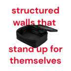 Open hae hae Ink packing cube with structured walls standing upright while ready to pack