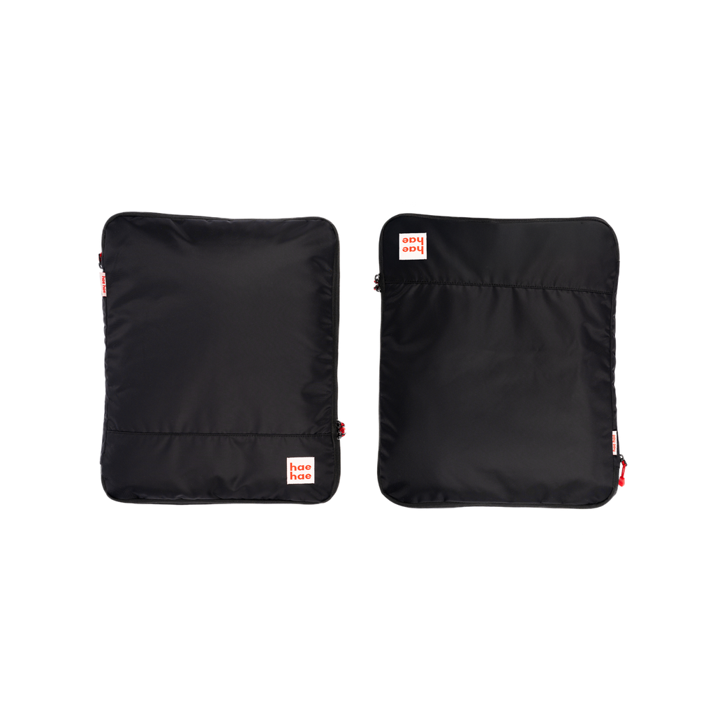 hae hae Ink compression packing cubes 2 pack in black for suitcase organisation